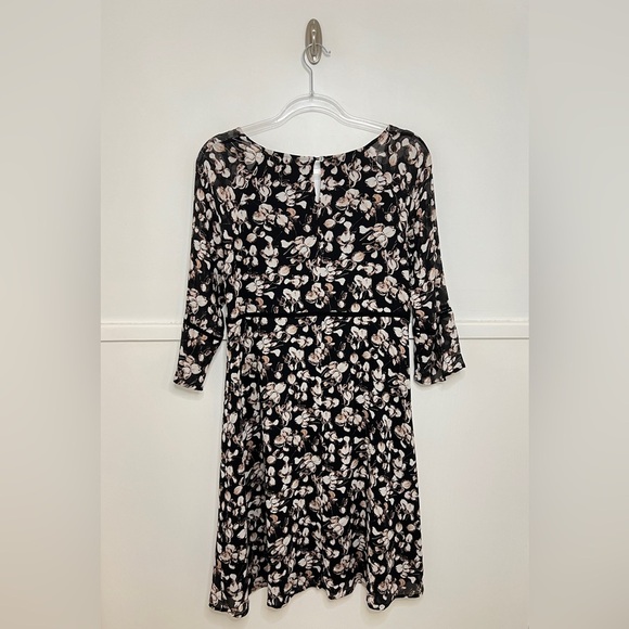 Garnet Hill Black Floral Eyelet Trim Silk Dress - Picture 10 of 13